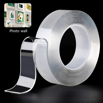 Self stick tape double sided transparent reusable nano grip  mounting adhesive tape