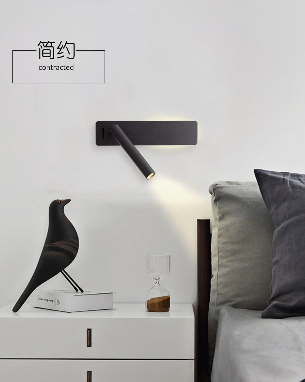 Nordic simple bedroom bedside with night light can be rotated to read LED wall lamp for Lamp Hotel project.