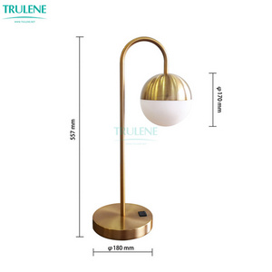 Modern Hotel Table Lamp Round Golden Metal Base Led Bed Side Desk Light Decorative For Living Room Study Wireless Night Light