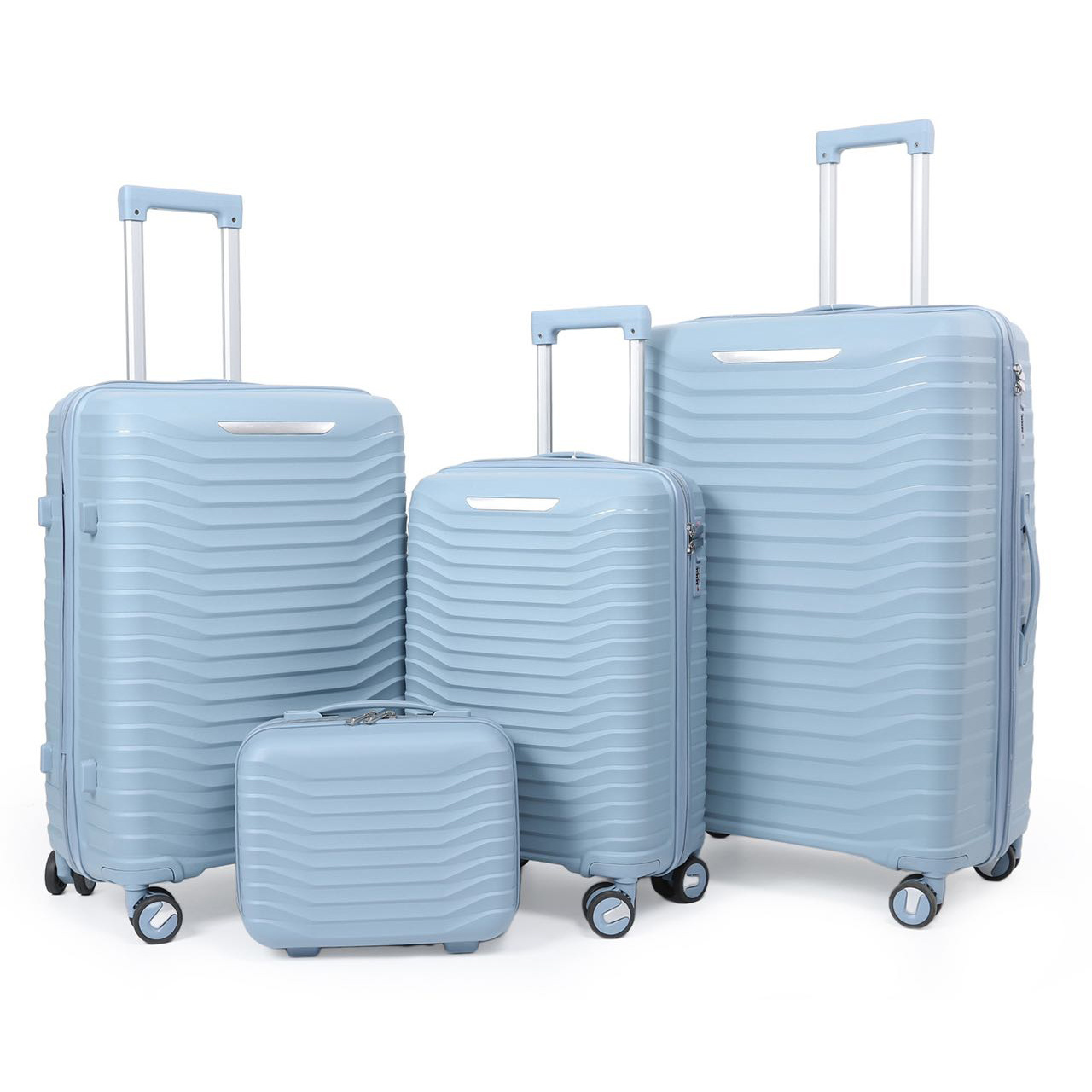 Hot selling popular trolley suitcase durable plastic PP luggage sets 4pcs set trolley cases with spinner wheels for men women