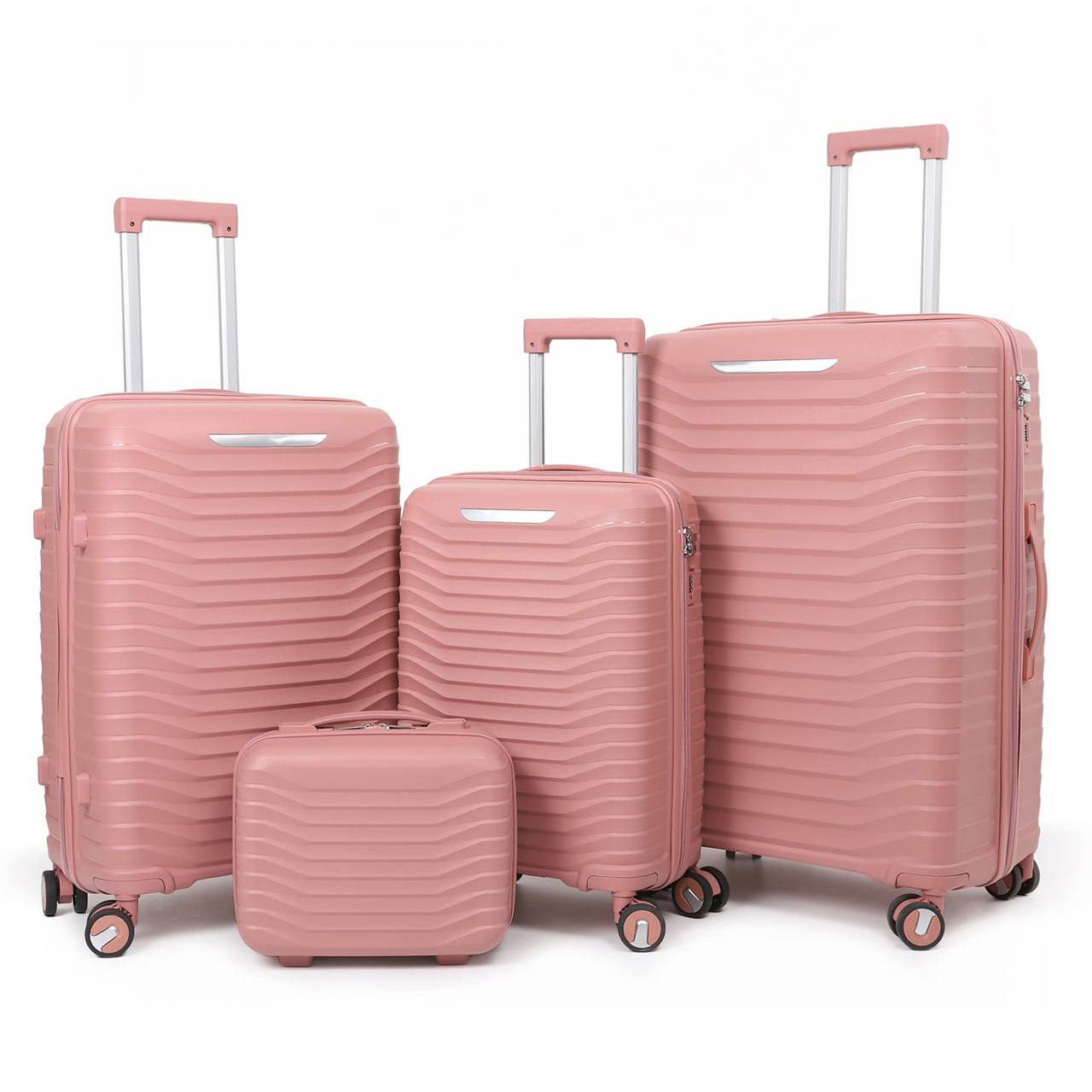 Hot selling popular trolley suitcase durable plastic PP luggage sets 4pcs set trolley cases with spinner wheels for men women