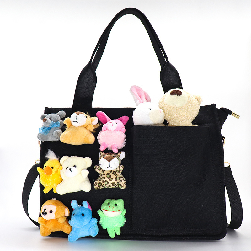 New Designer Custom Canvas Tote Bag Cute Kawaii Animal Decoration Crossbody Bag For Girl