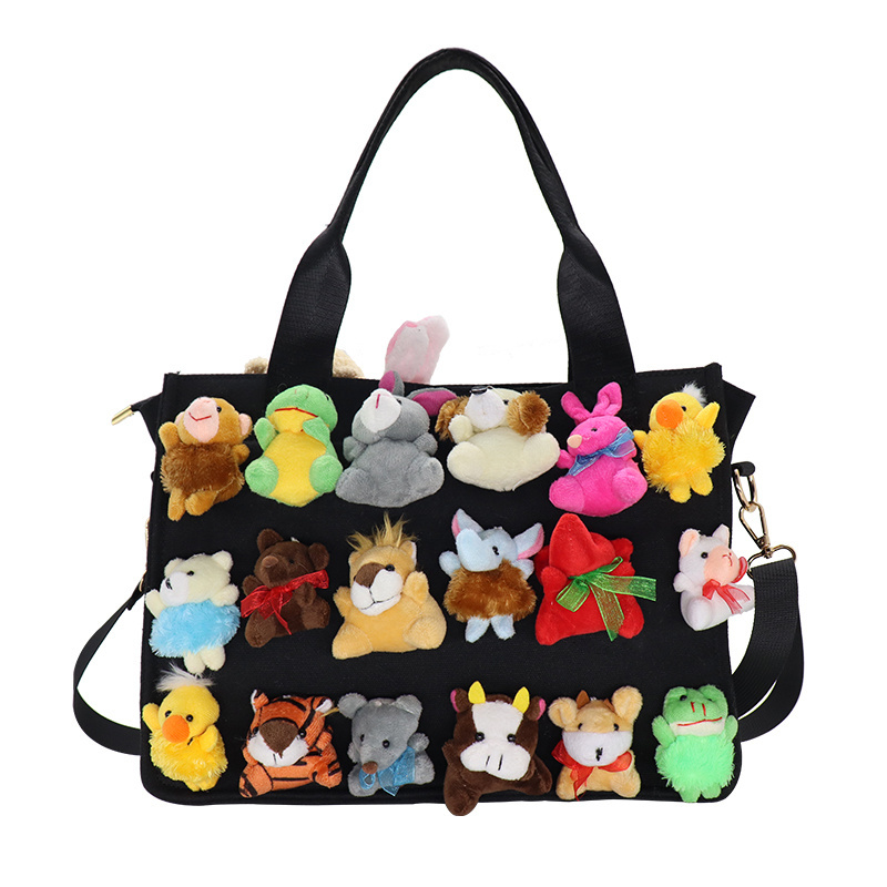 New Designer Custom Canvas Tote Bag Cute Kawaii Animal Decoration Crossbody Bag For Girl