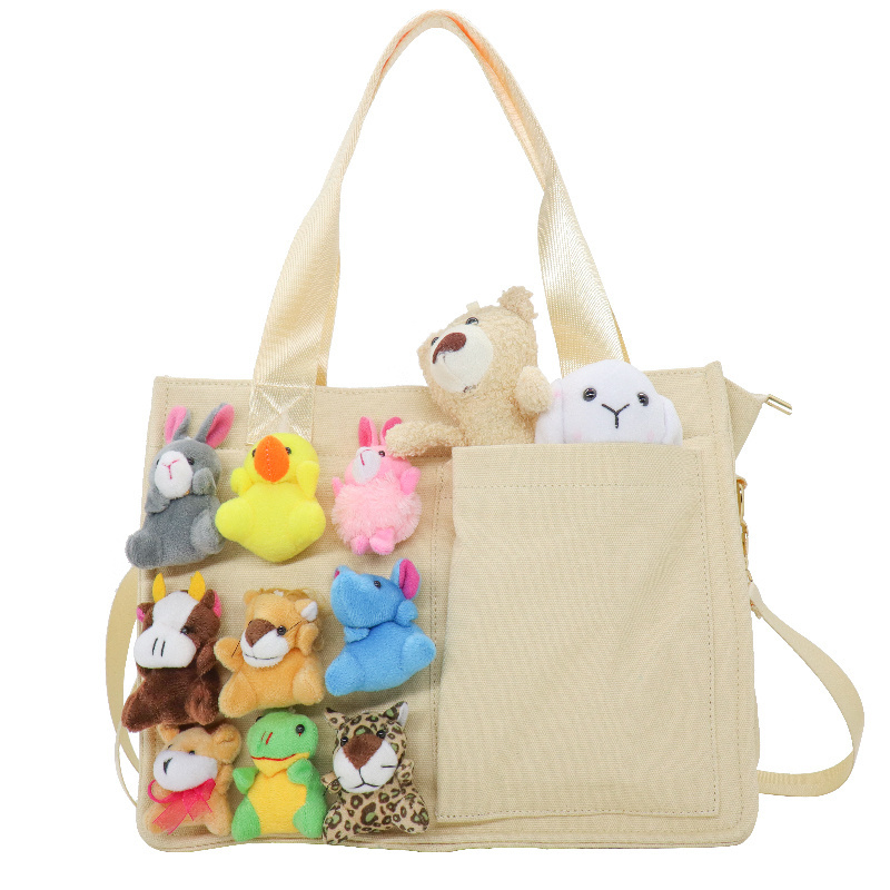 New Designer Custom Canvas Tote Bag Cute Kawaii Animal Decoration Crossbody Bag For Girl