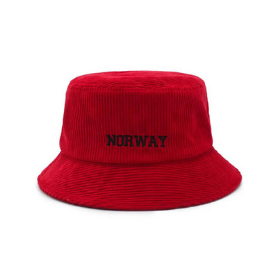 Wholesale Embroidered Rippled Red Corduroy Bucket Hat Custom XXL Large Embroidery Bucket Hat For Men Women