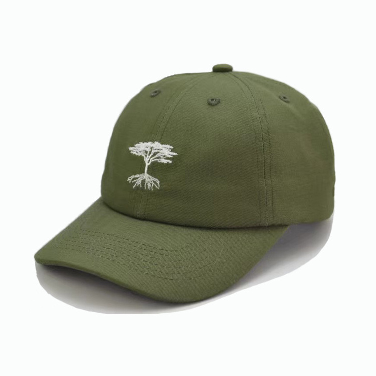 Wholesale Custom Army Green 100% Cotton Twill 6Panel Unstructured Baseball Cap Embroidery Logo Soft Top