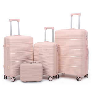 Hot selling new design outdoors travel durable lightweight pp 4 pieces luggage set