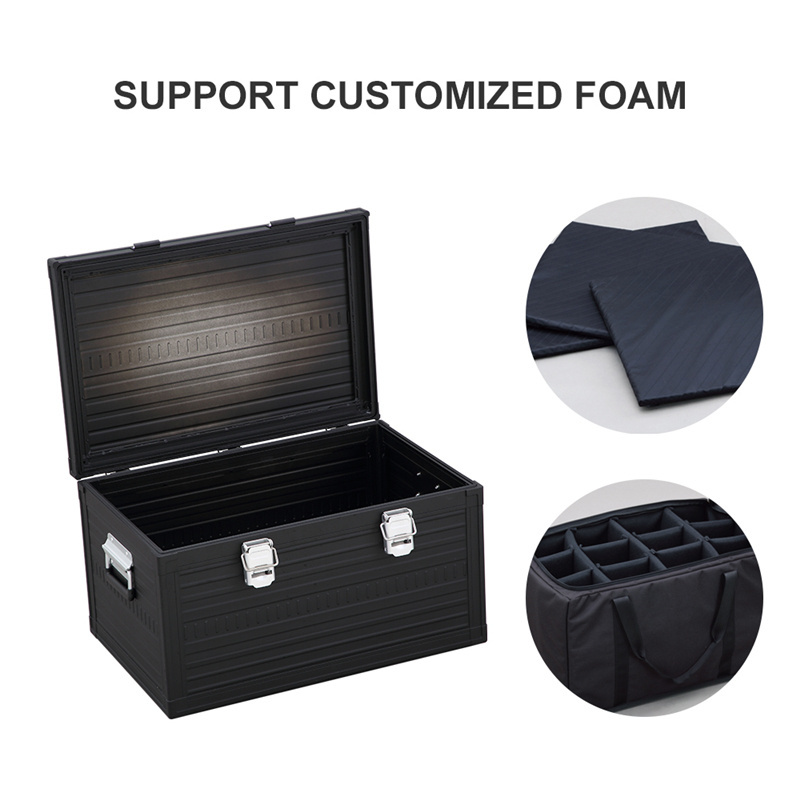 Custom portable aluminium hard case storage box big carry camera equipment insert box case foam padding for video camera