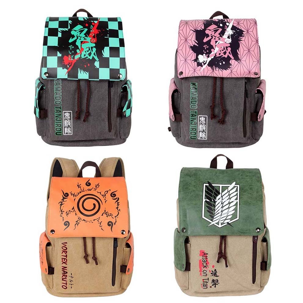 15 Designer Bags Cartoon Canvas School Students Bag My Hero Academia Kakashi One Piece Totoro Demon Slayer Anime Backpack