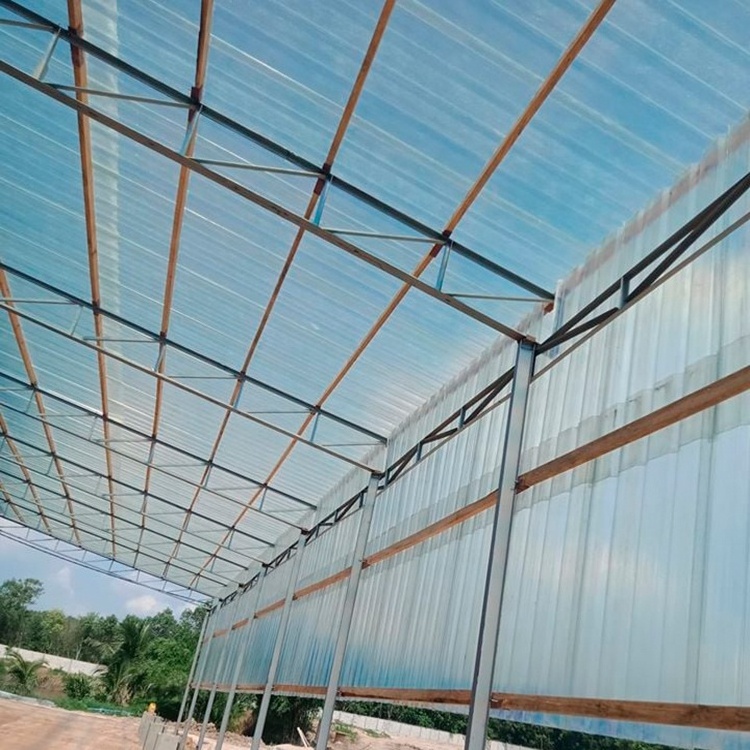 Sunroom customized clear corrugated plastic PCpolycarbonate trapezoidal roofing sheet panels