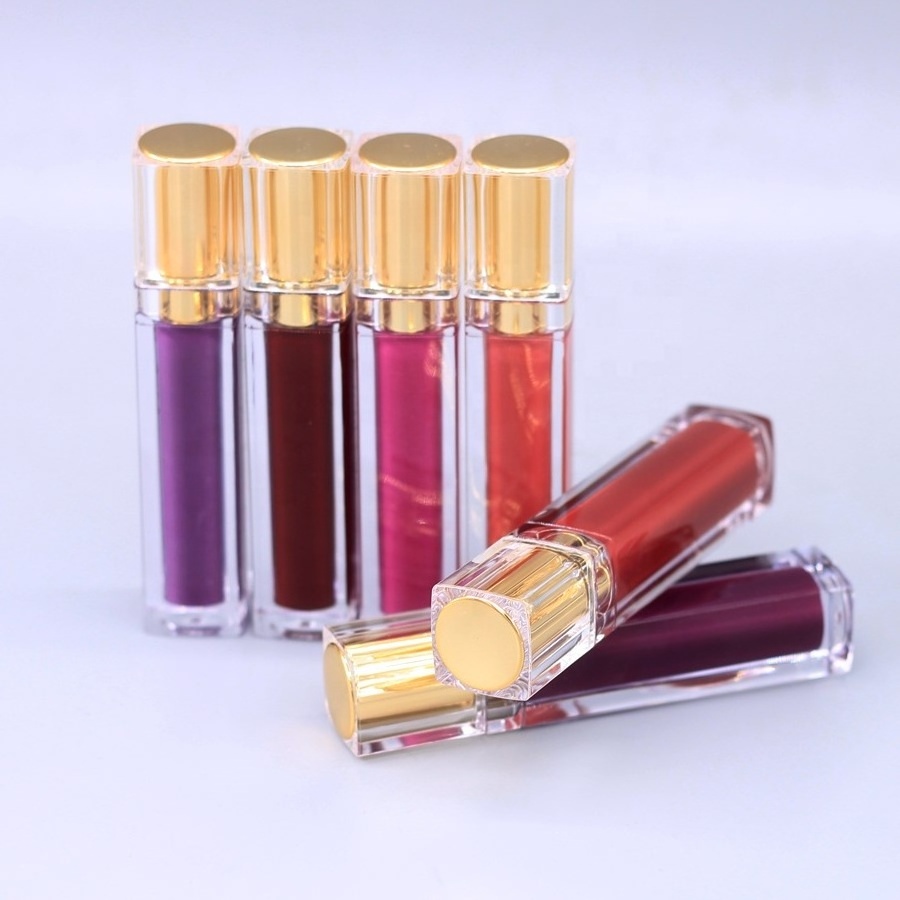 wholesale custom makeup cosmetics waterproof metallic glitter colors liquid lip gloss lipstick vendor