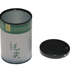 wholesale custom printed loose tea packaging paper canister with the tin lid round tea packaging box