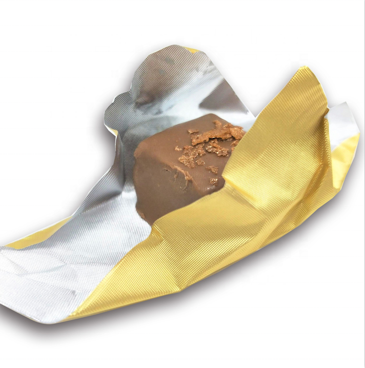 Golden color greaseproof Aluminum Foil Embossed Printing Chocolate Foil Wrappers Christmas Chocolate Foil