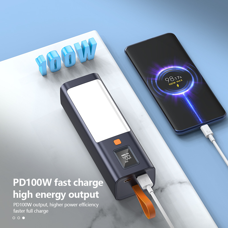 High capacity fast charging outdoor power station with camping light