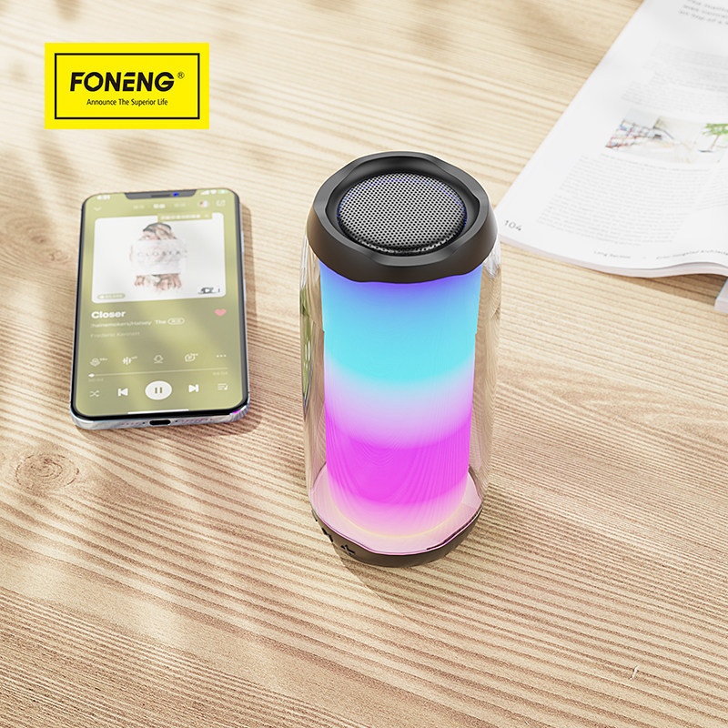 FONENG hot selling BL15 full screen magic dream color stereo led lantern wireless BT portable outdoor speaker