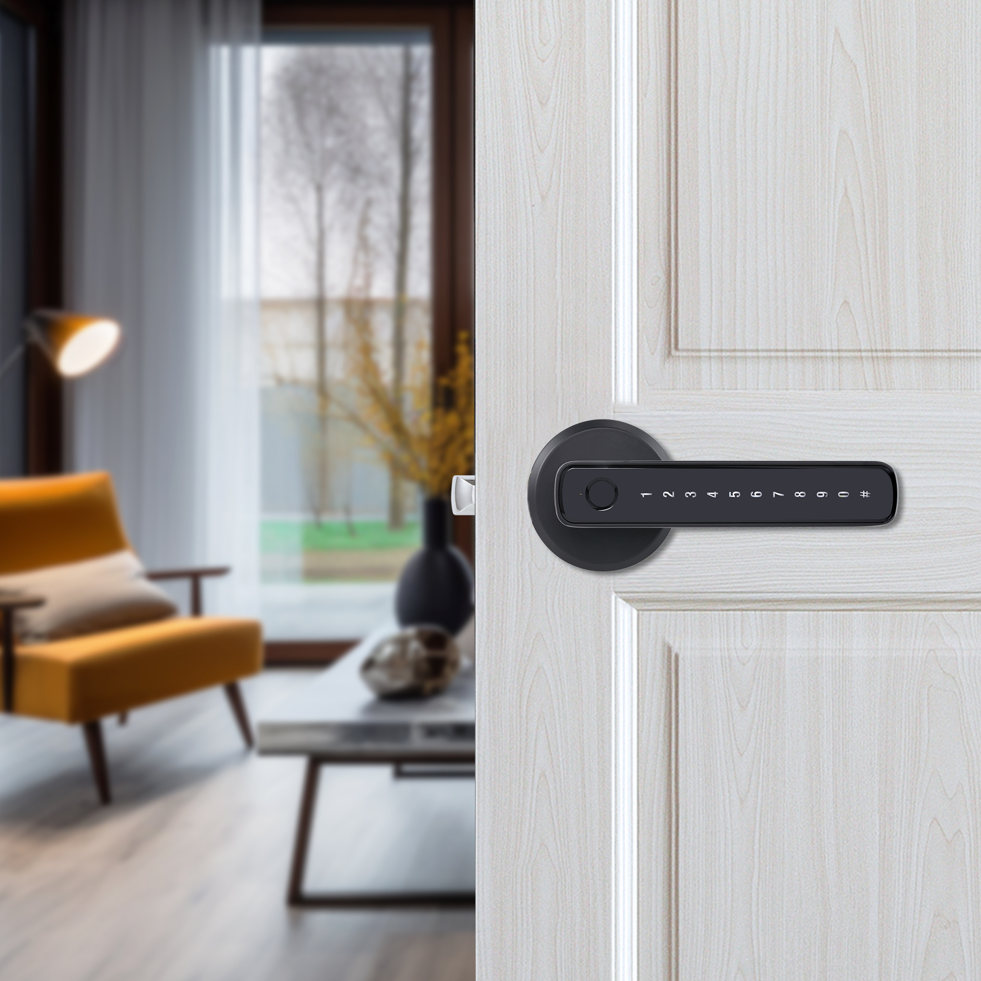 Intelligent Fingerprint Lock Smart Intelligent Door Lock Wood Door Automatic Door Smart Lock