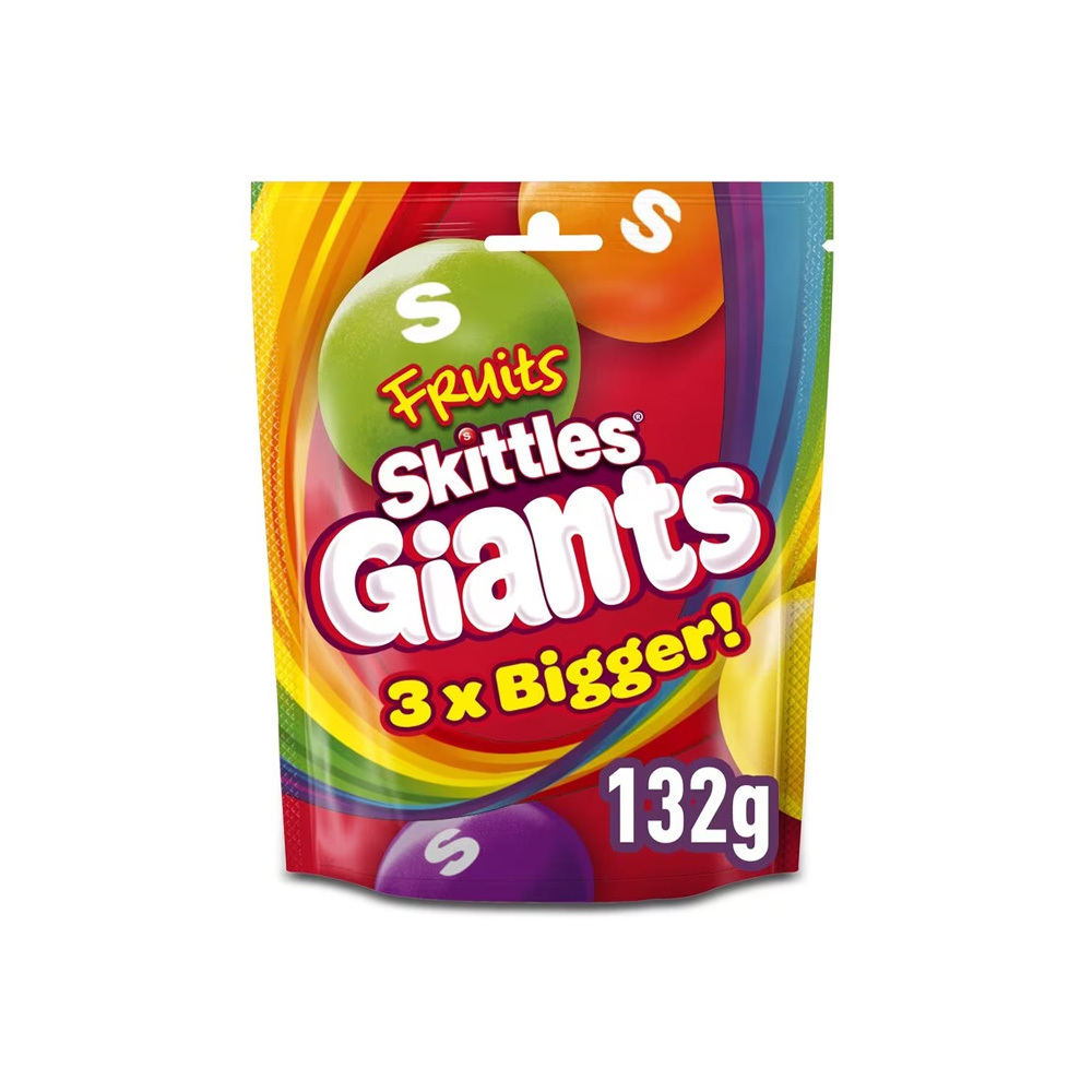 Skittles Fruits Giants 132g Bite Size Chewy Candy (Pack of 12) 2x Skittles Fruits Giants Crazy Sours Brand New