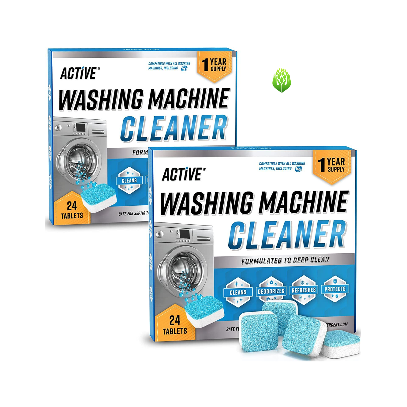 Washing Machine Cleaner Descaler - Effervescent Deep Cleaning Tablets For HE, Septic Safe Deodorizer, Laundry Cleaner