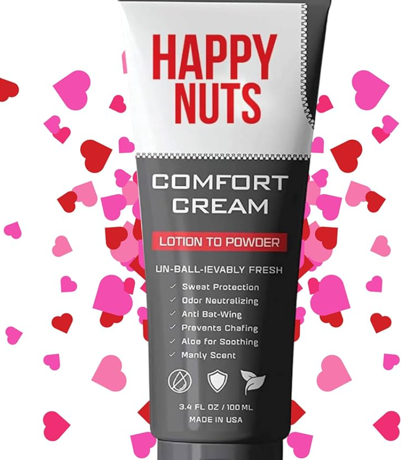 Happy Nuts Comfort Cream Deodorant For Men: Anti-Chafing Sweat Defense, Odor Control, Aluminum-Free Mens