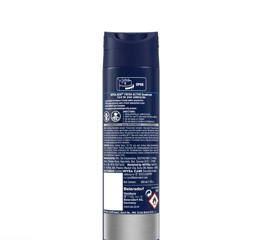 Nivea for Men Fresh Active 48 Hs Antiperspirant Deodorant Roll-on 50 Ml