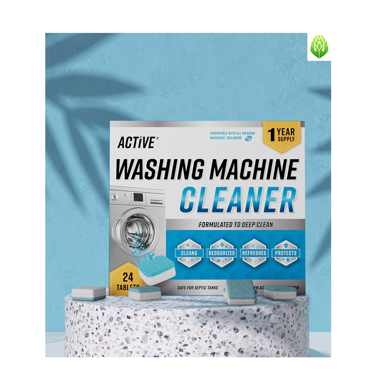 Washing Machine Cleaner Descaler - Effervescent Deep Cleaning Tablets For HE, Septic Safe Deodorizer, Laundry Cleaner