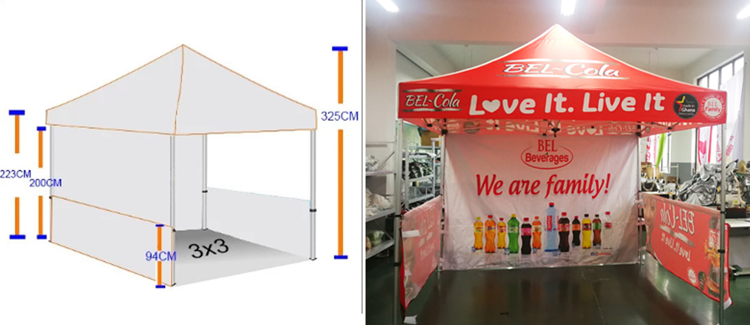 Hexagon frame easy up canopy advertising pop up marquee 10x10ft outdoor folding gazebo portable trade show tent with walls