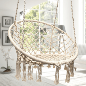 Bohemian Style Outdoor Garden Folding Portable Cotton Rope Round Macrame Hanging Swing Chair