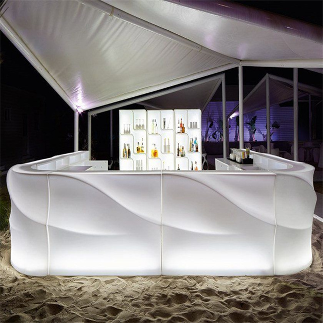 Factory direct portable Waterproof Glowing restaurant furniture party club plastic outdoor led bar counter