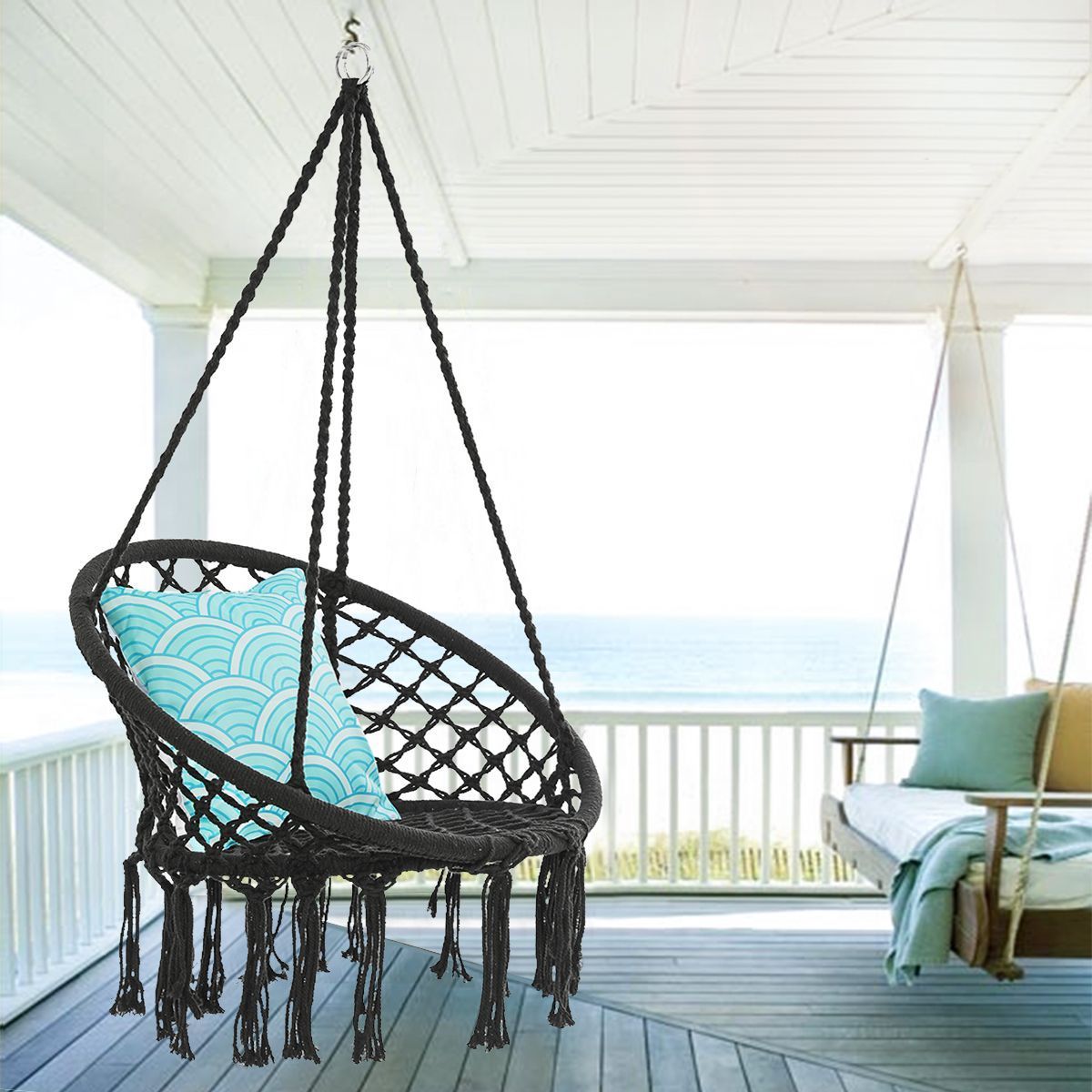 Top Quality Outdoor Garden Patio Folding Portable Rope Round Macrame Hanging Swing Chair