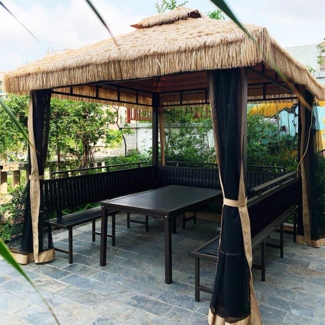 courtyard farmhouse studio sunshade Hot sale Steel Gazebo Sun Shading thatched garden outdoor pavilion