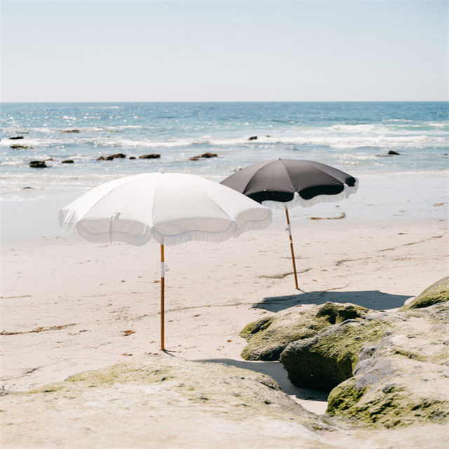 wholesale big size folding Custom parasol picnic pool sea pink fringe outdoor beach patio umbrella