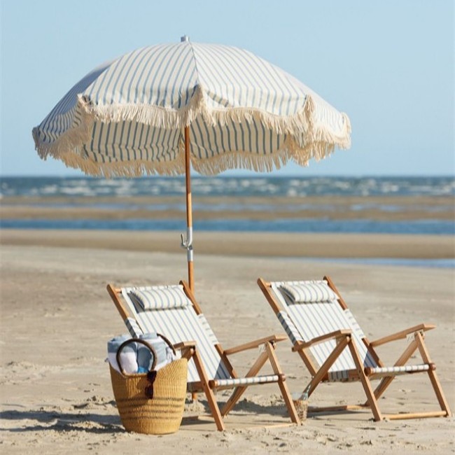 Custom big size folding parasol wholesale picnic pool sea pink fringe outdoor beach patio umbrella