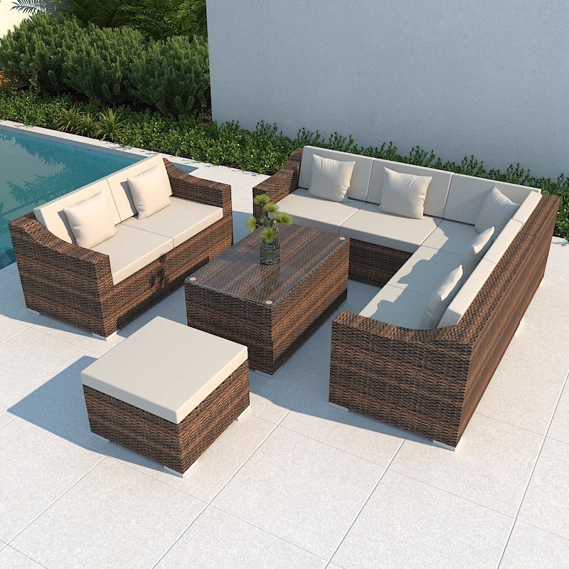 waterproof Backyard Leisure Lounge wicker outdoor furniture set rattan Modern luxury patio garden sofa