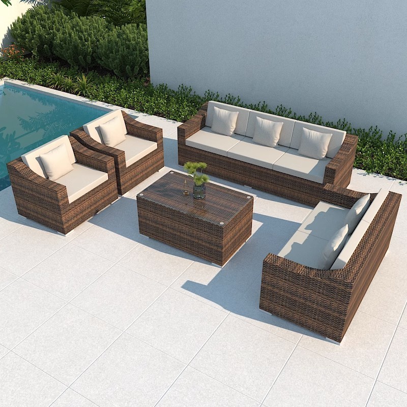 waterproof Backyard Leisure Lounge wicker outdoor furniture set rattan Modern luxury patio garden sofa