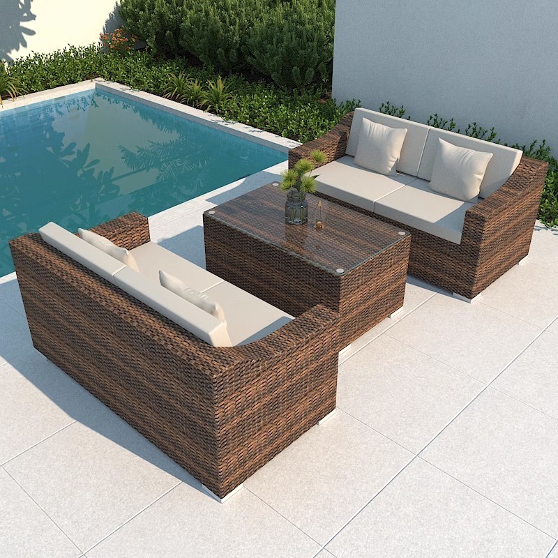 waterproof Backyard Leisure Lounge wicker outdoor furniture set rattan Modern luxury patio garden sofa