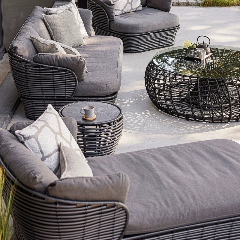 Modern High Quality Extra large sectional curved outdoor rattan furniture set wicker garden sofa round