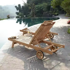 Movable Hotel Garden Swimming Pool Teak Wood Sunbed Outdoor Lounge Beach Chair Sun Lounger