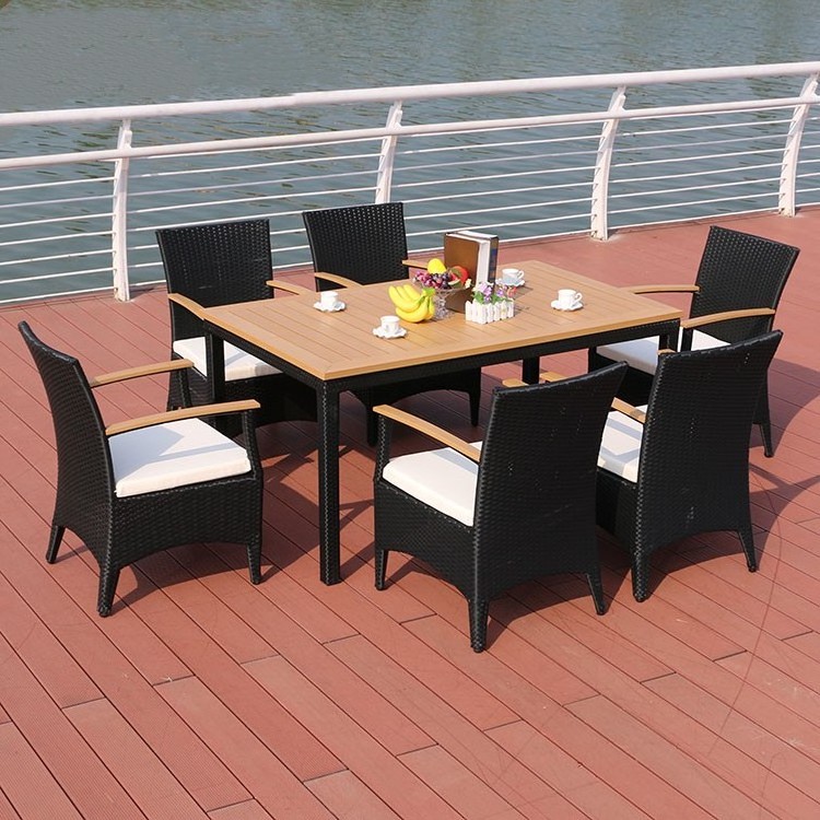 Nice Price outdoor Resort Furniture Terrace Garden table and chair set Rattan Restaurant Dining Chair