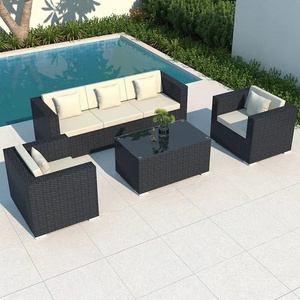 Garden Modern Home Style Patio Furniture Outdoor Sofa Set Rattan Sofas With Fire Pit Table