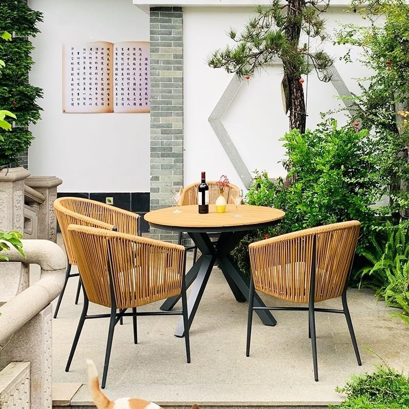 modern courtyard home leisure balcony club hotel outdoor restaurant rattan chair