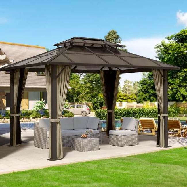 Customized waterproof Hardtop Gazebo leisure furniture BBQ Patio Aluminium garden outdoor pavilion