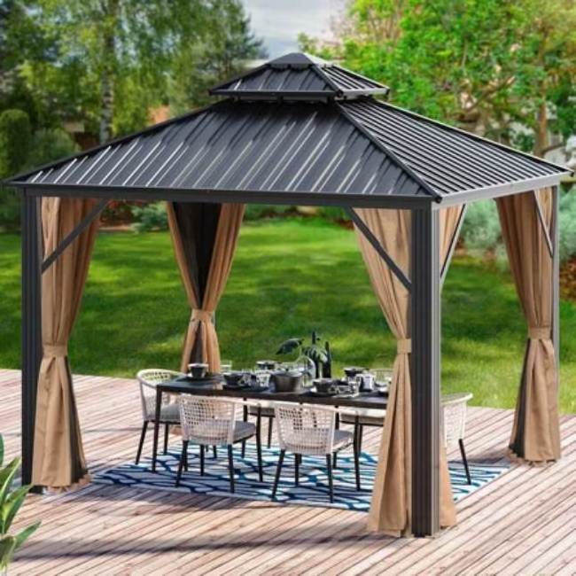 Customized waterproof Hardtop Gazebo leisure furniture BBQ Patio Aluminium garden outdoor pavilion