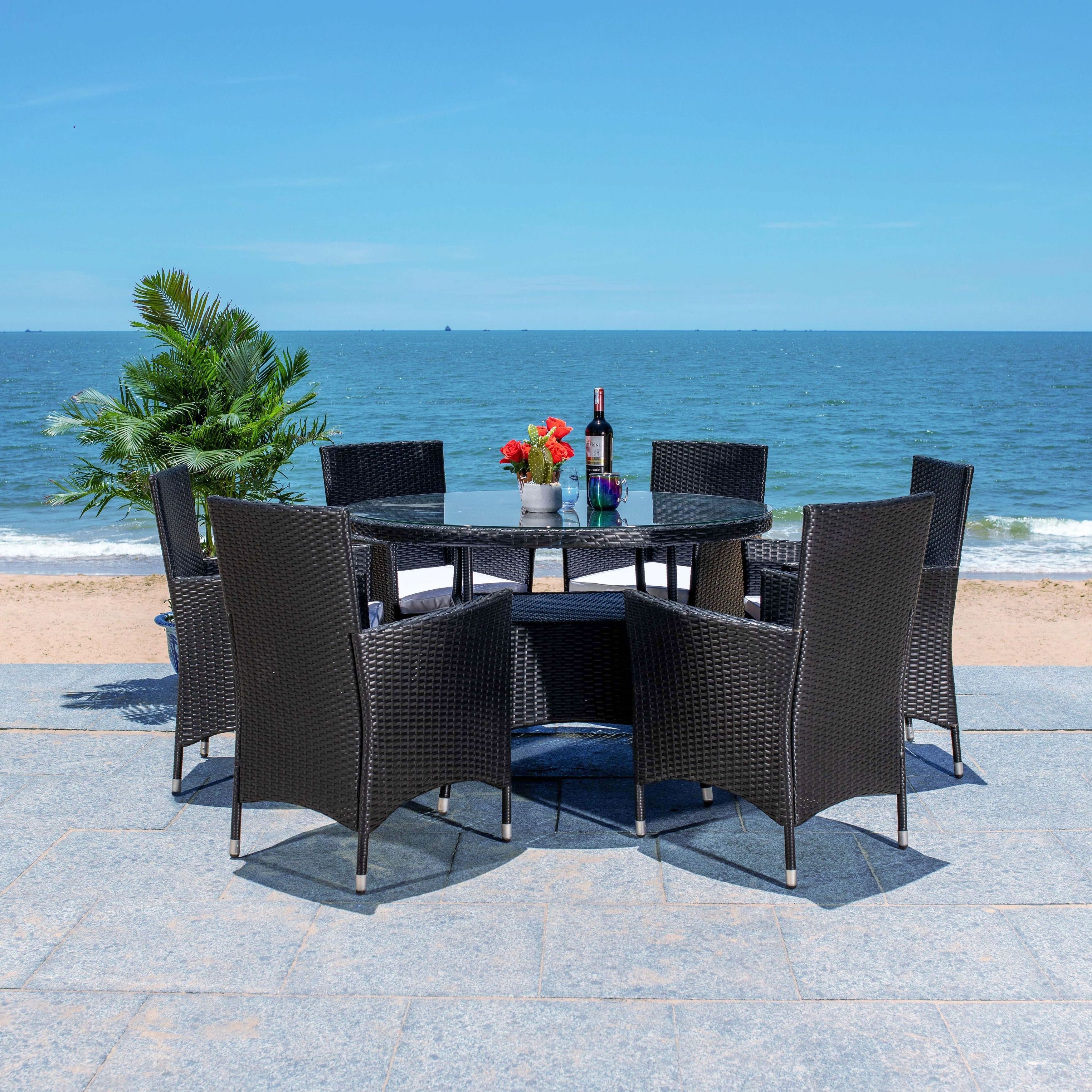 Nice Price outdoor Resort Furniture Terrace Garden table and chair set Rattan Restaurant Dining Chair