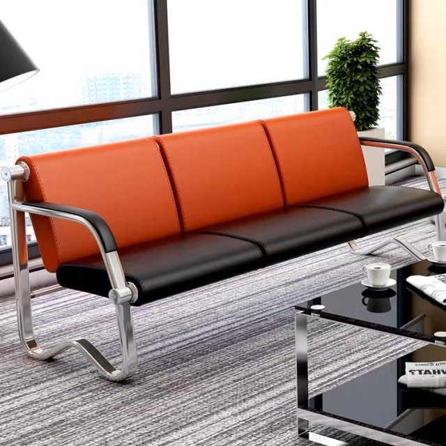 Customized modern 2 seater Wholesale Commercial furniture Leather Public office reception waiting area sofa