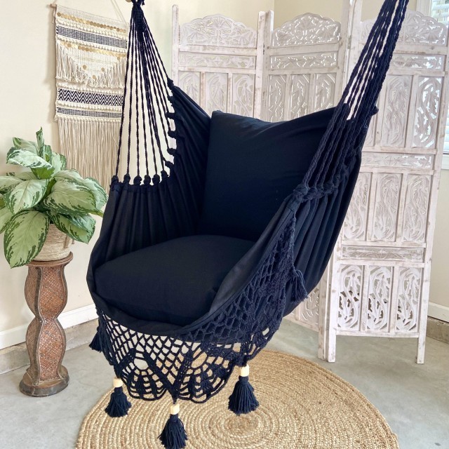 Outdoor furniture Bohemian Style Garden Patio Folding Rope Macrame Hanging Swing Chair