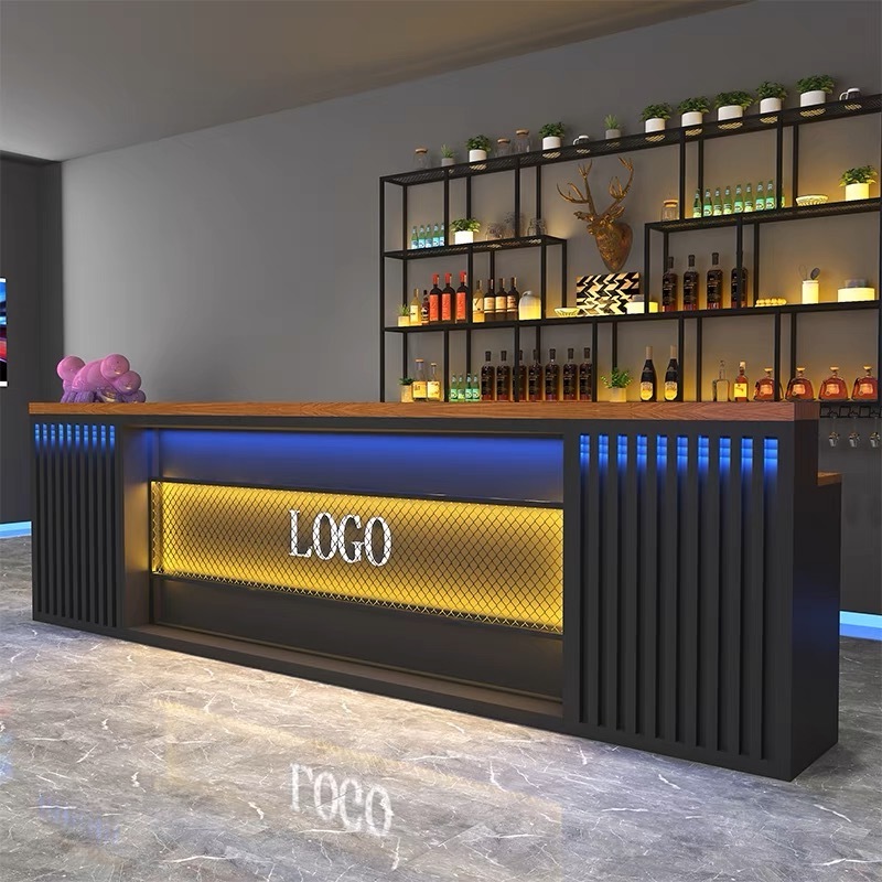 Customize size industrial commercial furniture design coffee juice cocktail nightclub home lighted led restaurant bar counter