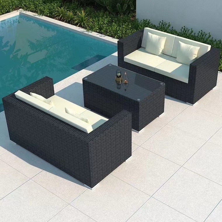 Garden Modern Home Style Patio Furniture Outdoor Sofa Set Rattan Sofas With Fire Pit Table