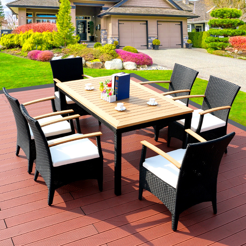 Nice Price outdoor Resort Furniture Terrace Garden table and chair set Rattan Restaurant Dining Chair