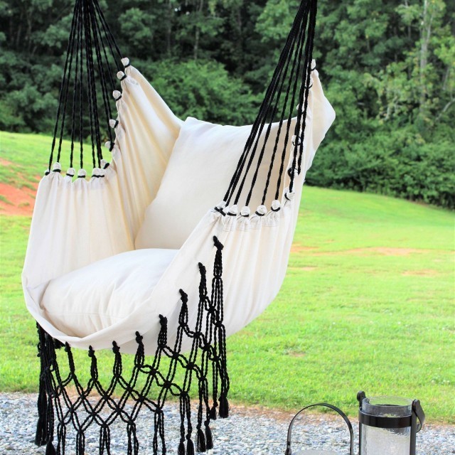 Outdoor furniture Bohemian Style Garden Patio Folding Rope Macrame Hanging Swing Chair