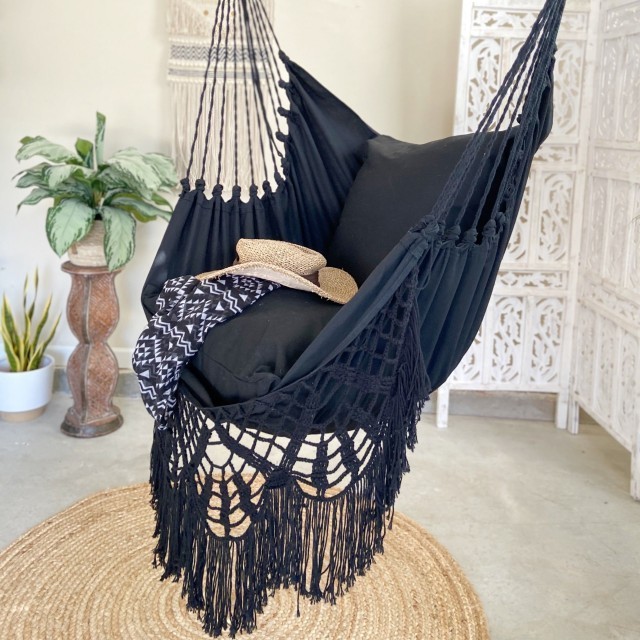 Outdoor furniture Bohemian Style Garden Patio Folding Rope Macrame Hanging Swing Chair